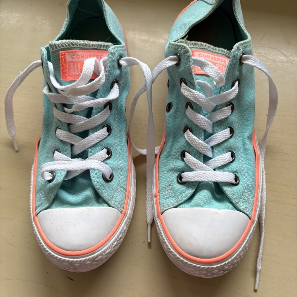 Converse Turquoise and Coral Sneakers